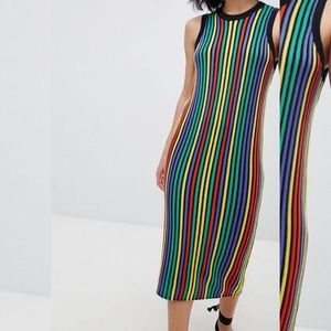 ASOS Design Midi Dress in Bright Stripe